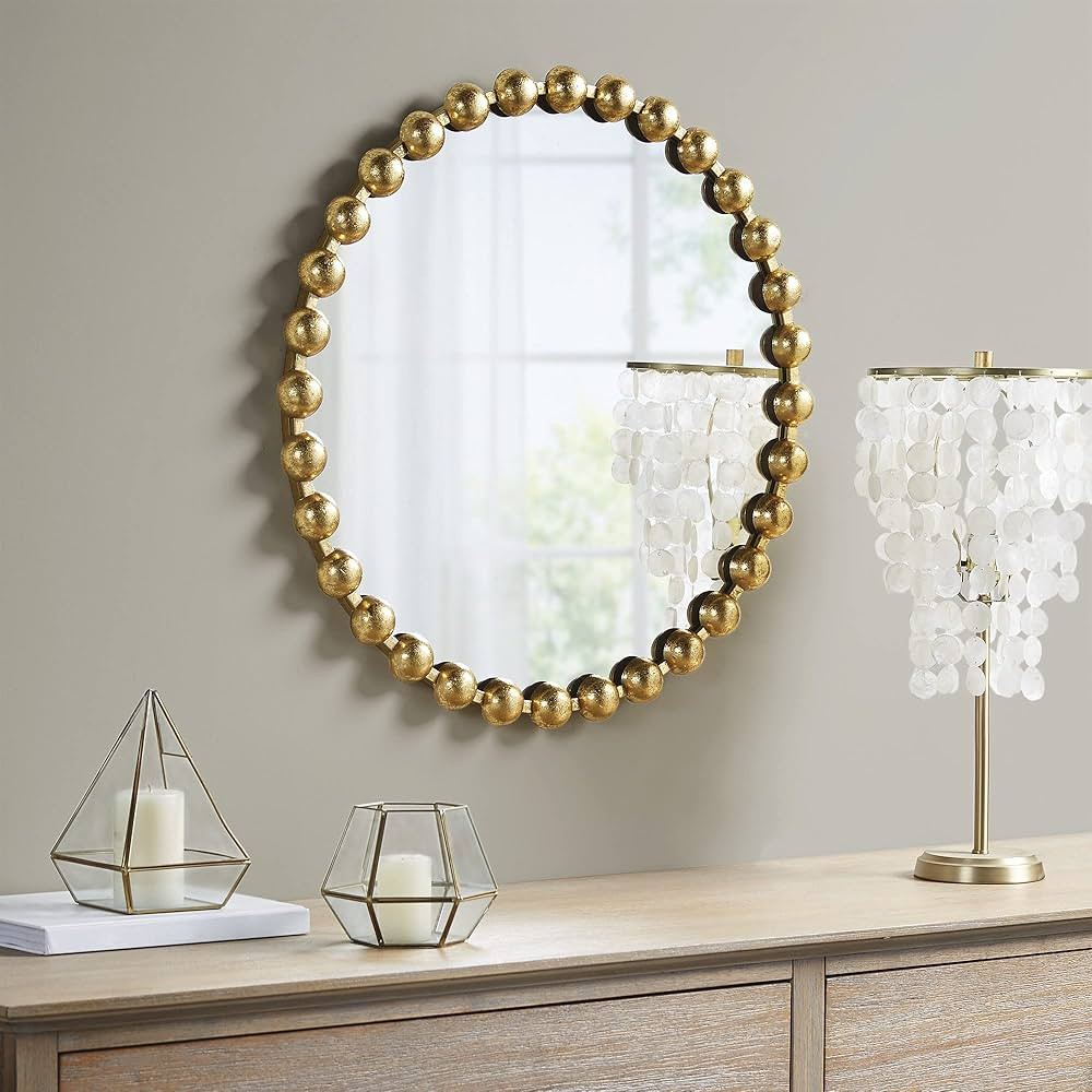 MADISON PARK SIGNATURE Wall Décor Marlowe Metal Spherical Frame Round Mirror for Living Room - H... | Amazon (US)