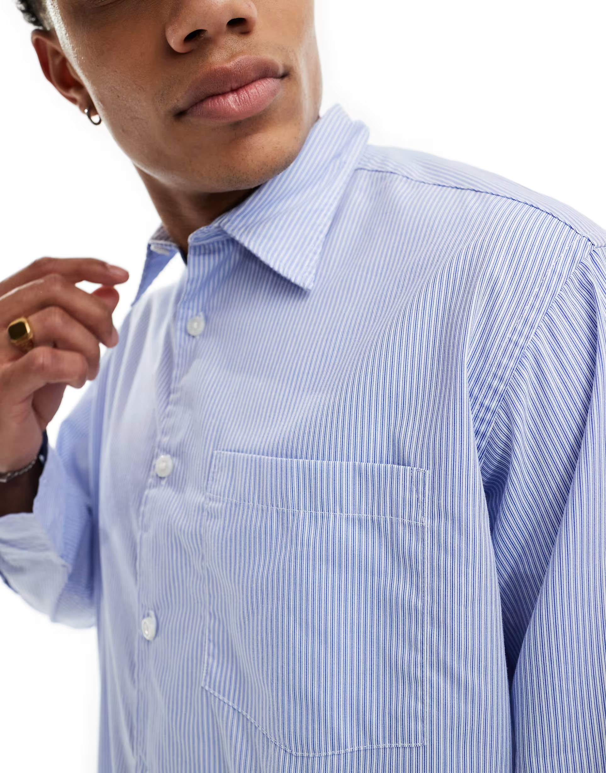 Jack & Jones oversized cotton poplin shirt in blue stripe | ASOS (Global)