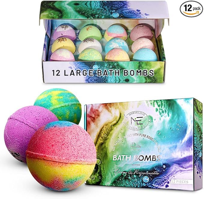 Marvelous Essentials Bath Bomb Gift Set for Women | 12 Aromatherapy BathBombs Crafted from Pure E... | Amazon (US)