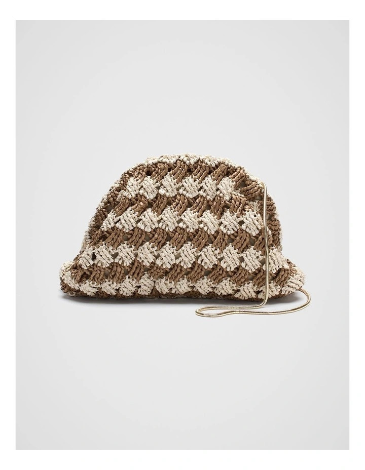 Seed HeritageStraw Woven Clutch in Cinnamon Spice Stripe | Myer