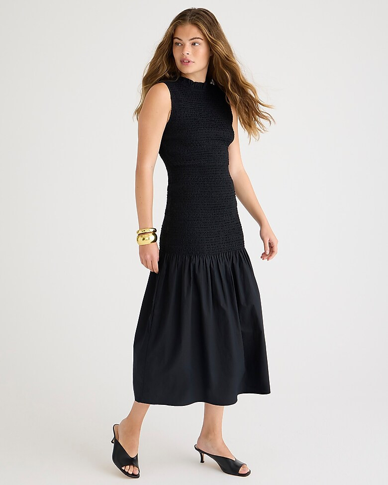 Smocked drop-waist dress in cotton poplin | J. Crew US