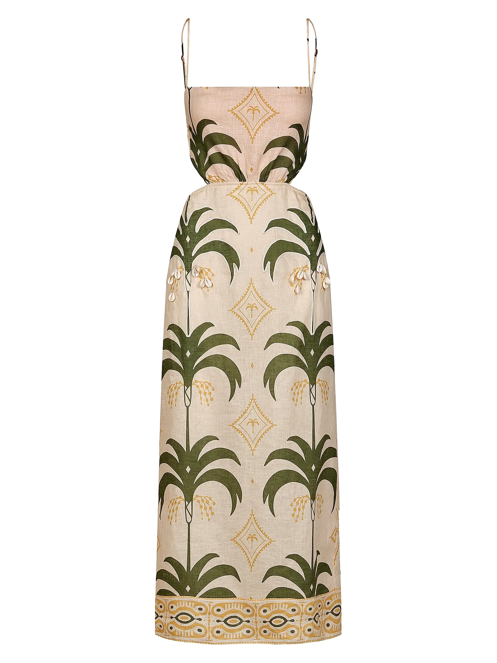 Tactile Winds Embellished Linen Midi-Dress | Saks Fifth Avenue