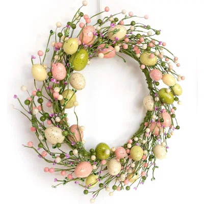 Easter Wreath With Colorful Eggs For Front Door Wall Decor Holiday Decoration | Wayfair North America
