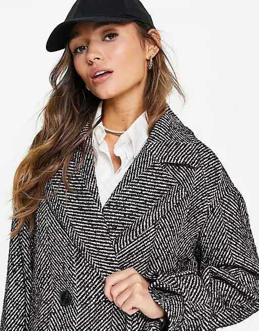 River Island oversized double breasted maxi coat in black | ASOS (Global)