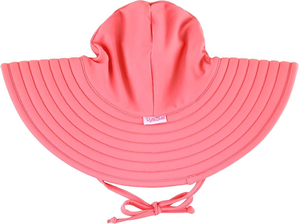 RuffleButts® Baby/Toddler Girls UPF 50+ Sun Protective Wide Brim Swimwear Sun Hat | Amazon (US)
