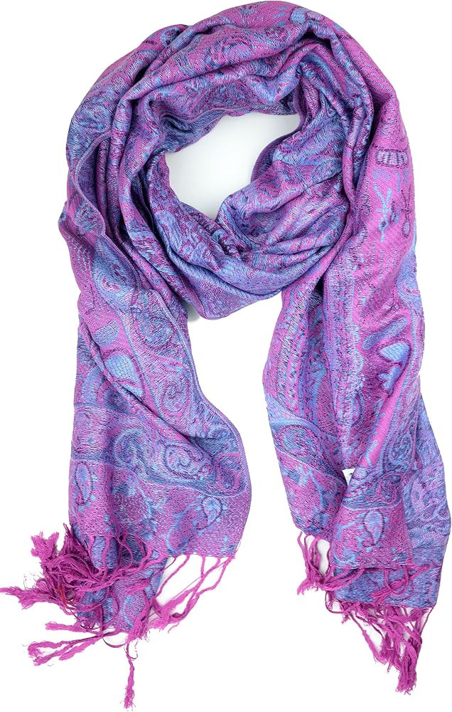 Plum Feathers Pashmina Style Shawl Scarf, Womens Tapestry Ethnic Paisley Pattern Pashmina Shawl W... | Amazon (US)