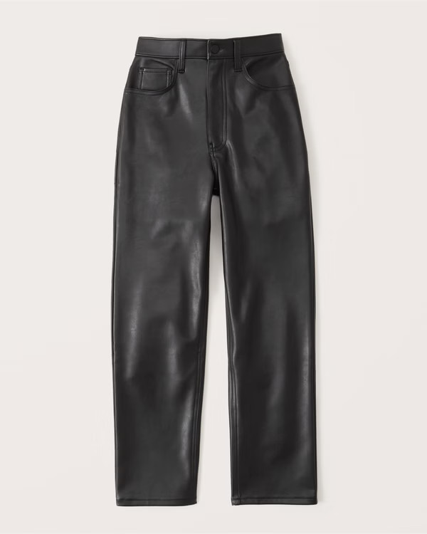 Vegan Leather Ankle Straight Pants | Abercrombie & Fitch (US)