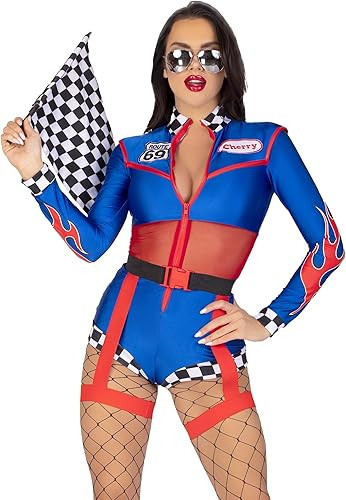 Leg Avenue Women’s 2 PC Cherry Bomb Racer Halloween Costume with Flame Detail | Amazon (US)