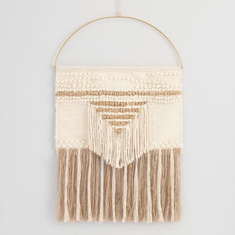 White and Gold Woven Wall Hanging | World Market