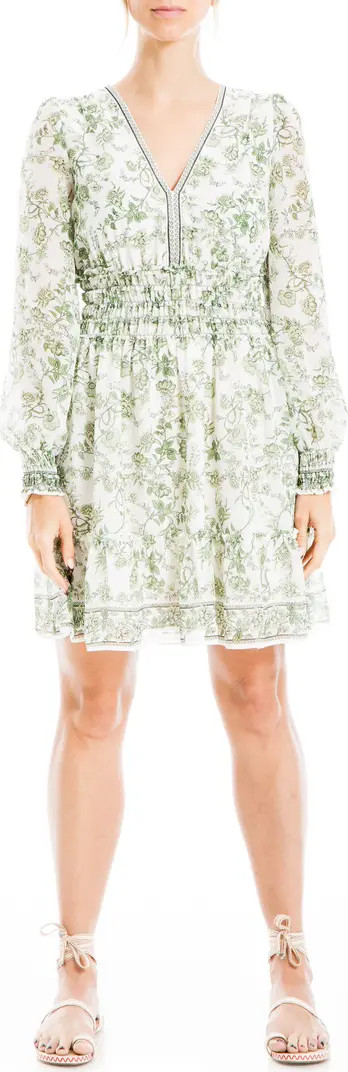 Geometric Floral Print Smocked Waist Dress | Nordstrom Rack