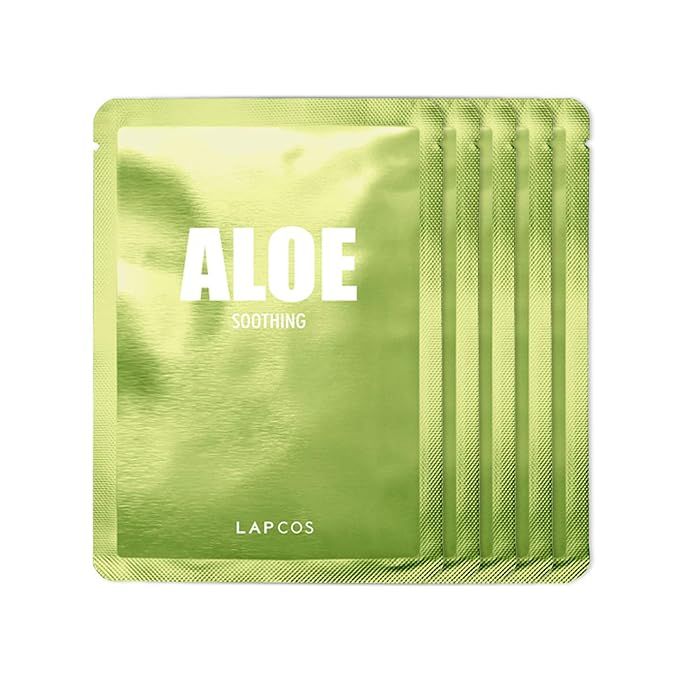 LAPCOS Aloe Sheet Mask, Daily Face Mask with Cucumber and Aloe Gel to Calm and Moisturize Skin, K... | Amazon (US)