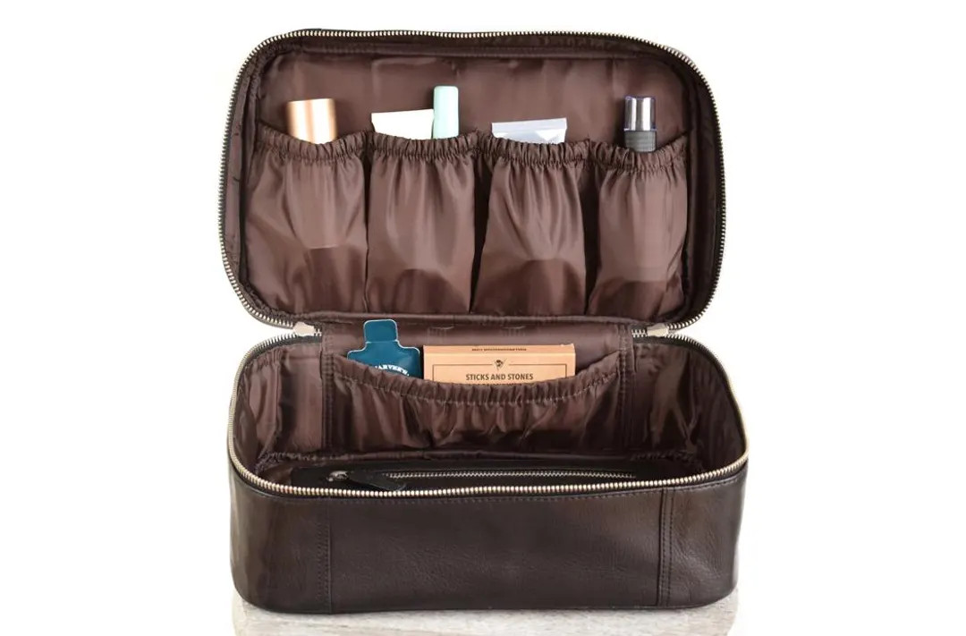 Leather Toiletry Bag Men Personalized Mens Toiletry Bag Monogrammed Christmas Day Gift for Him Do... | Etsy (US)