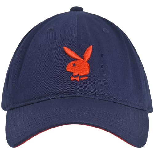 Playboy Dad Hat, Cotton Twill Adjustable Baseball Cap with Curved Brim, Navy Blue, One Size | Amazon (US)