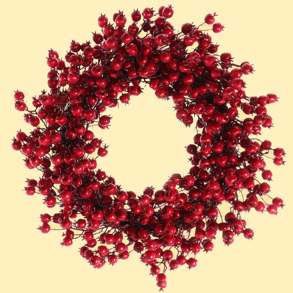 Frosted Berry Branch Tall Silk Wreath - Holiday Front Door Decor | Wayfair North America