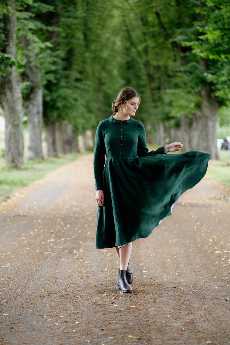 GREEN VICTORIAN DRESS | Maxi Date Night Dress, Spring Style, Victorian Dress, Womens Clothing, Re... | Etsy (US)