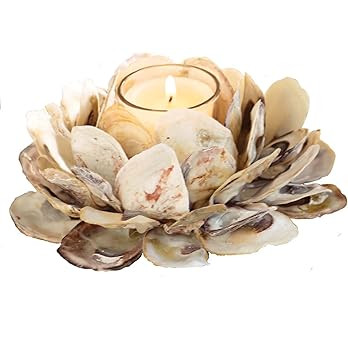 Mud Pie 498B002 Oyster Shell Votive Holder 3 1/4" x 7" | Amazon (US)