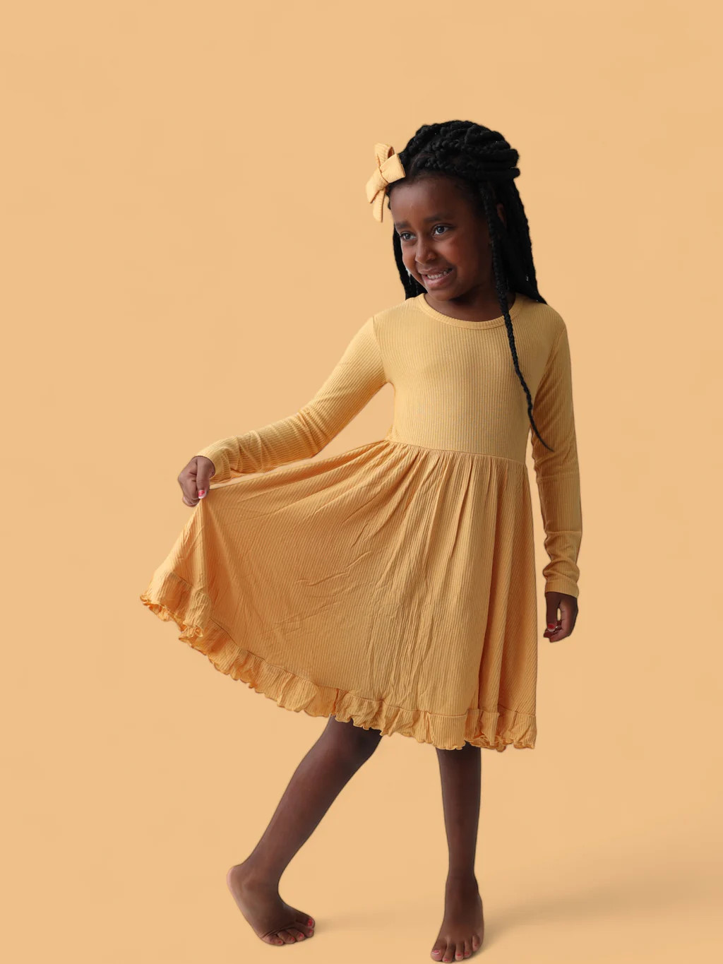 HONEY RIB DREAM RUFFLE DRESS | Dream Big Little Co.