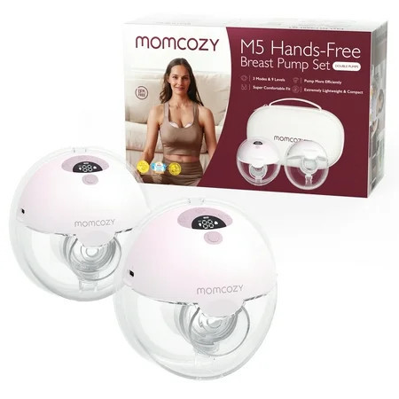 Momcozy M5 Hands-Free Wearable Breast Pump 3 Modes 9 Suction Levels Portable Electric Pump 24mm 2 Pack Gradient Pink | Walmart (US)