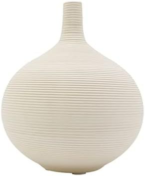 Telawsfun White Round Bud Ceramic Vase,6 Inch Geometric Small Narrow Mouth Flower Pottery Vase fo... | Amazon (US)
