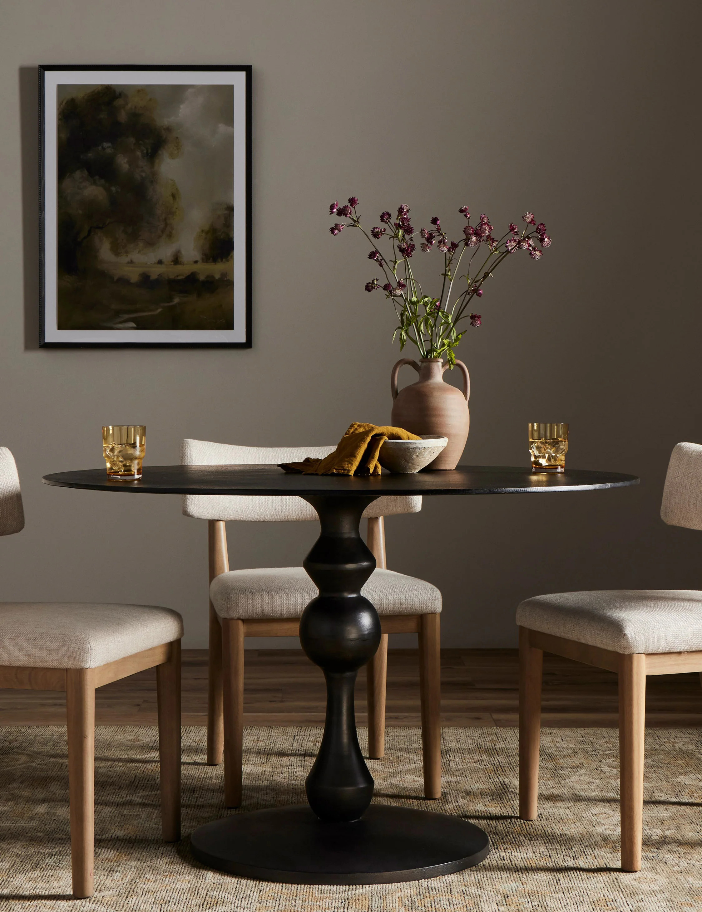 Barre Round Dining Table, Black | Lulu and Georgia 