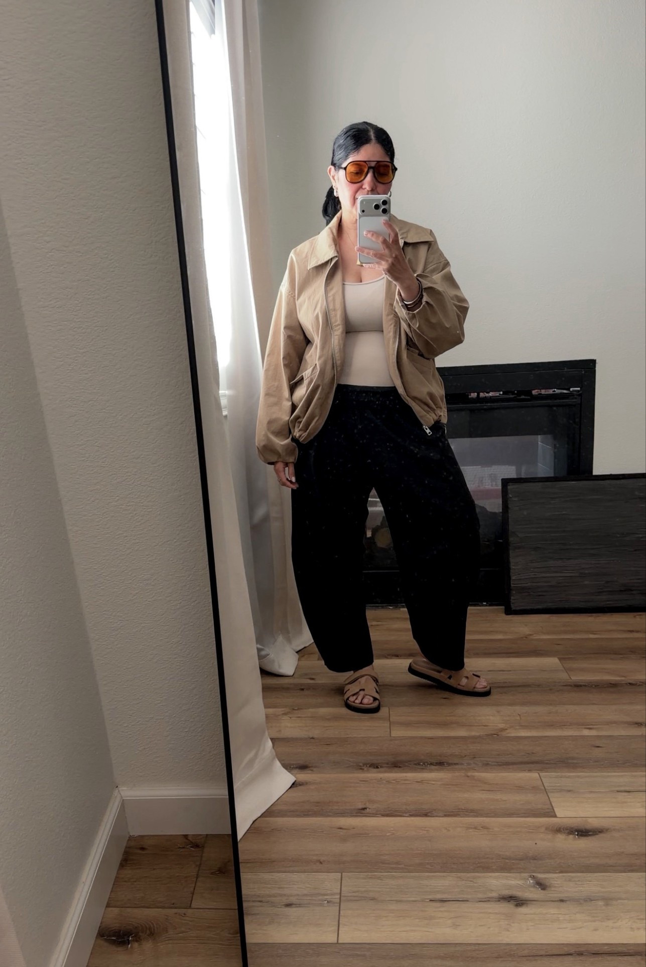 medium in the bodysuit (my exact one is old but linked similar) , large in the jacket, and large in the pants. 

the pants are a favorite for spring and summer. The material is flowy and light. Linking similar options since some sizes are sold out. 



#LTKmomlife #LTKgrwm #LTKootd