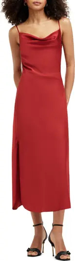 AllSaints Hadley Cowl Neck Stretch Satin Slipdress | Nordstrom | Nordstrom