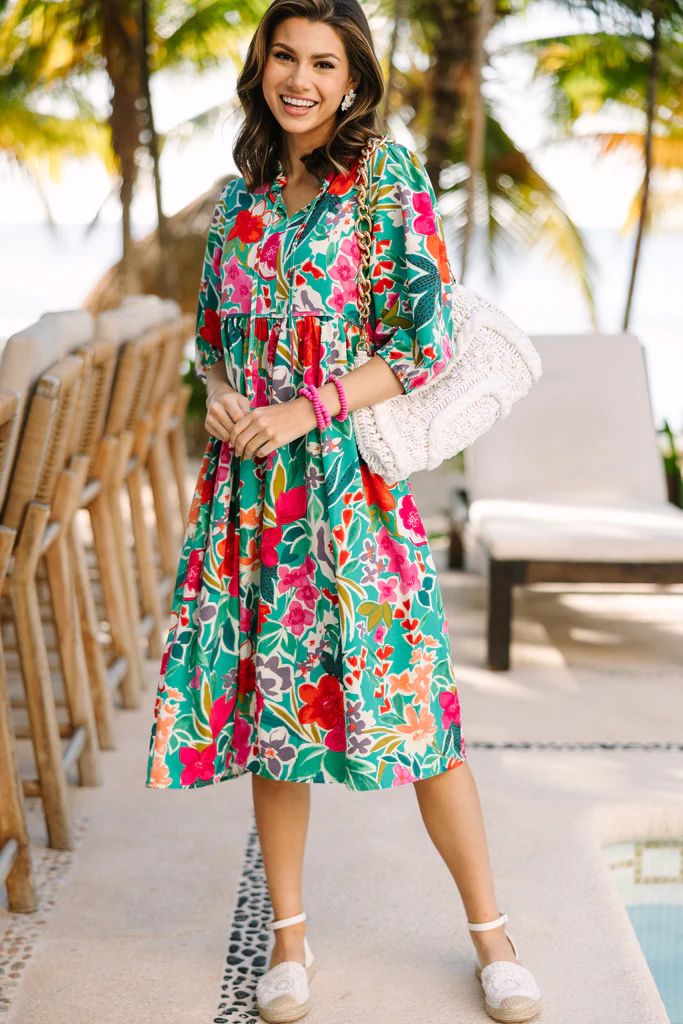 Feels Right Green Floral Midi Dress | The Mint Julep Boutique