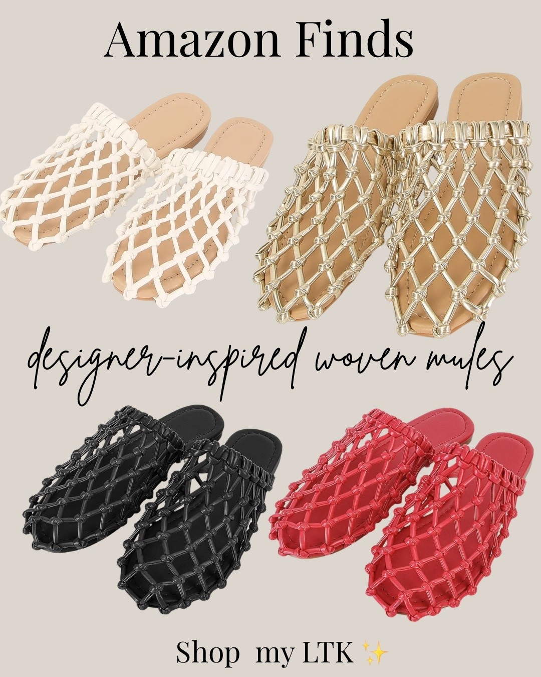 Designer-inspired woven mules that look so much more expensive than they are. ✨ Available in gold, white, black, and red. The perfect shoe to elevate denim, dresses, linen pants, and everyday outfits.

#AmazonFashion #AmazonFinds #WovenMules #DesignerInspired #AffordableLuxury #ElevatedStyle #LookExpensiveForLess #FashionOver40 #StyleOver40 #LTKFashion #walmartaffiliate

#LTKU #LTKOver40 #LTKSaleAlert