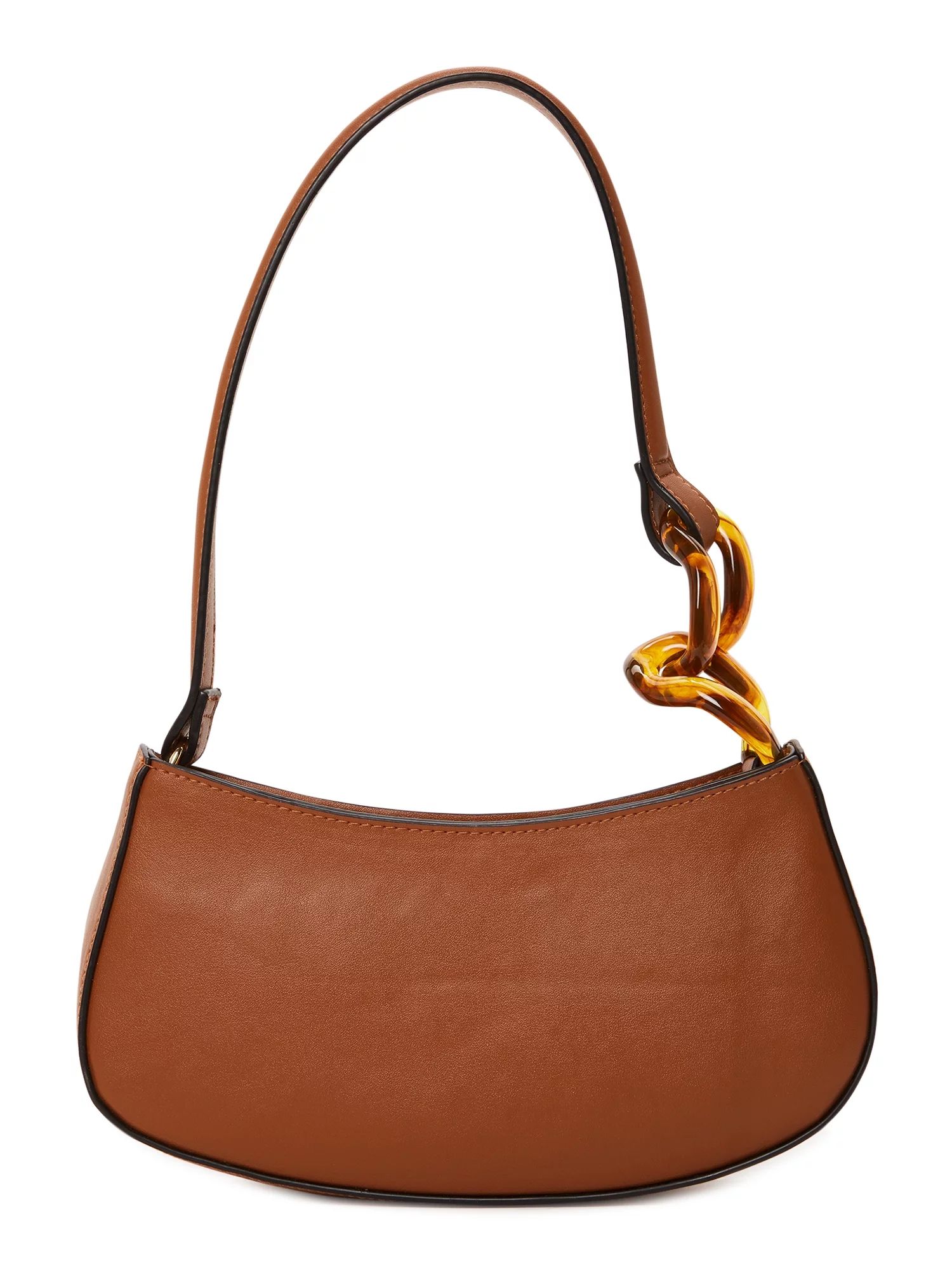 No Boundaries Women's Top Zip Shoulder Bag, Cognac - Walmart.com | Walmart (US)