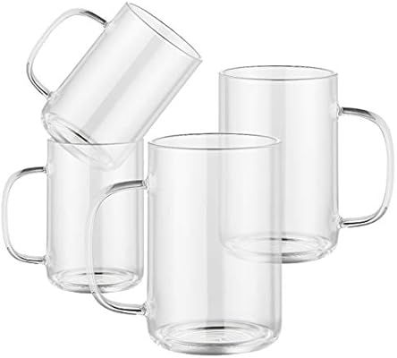 Enindel 3025.01 Simple Style Glass Coffee Mug, Large Cup, Clear, 16 OZ, Set of 4 | Amazon (US)