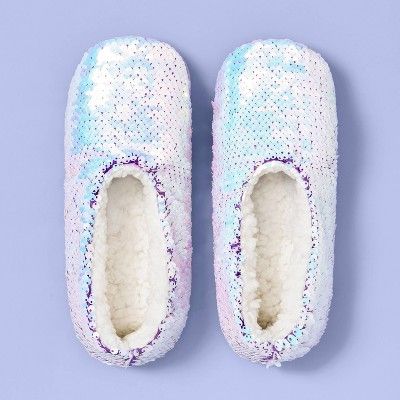 Girls' Flip Sequin Slipper Socks - More Than Magic™ Purple | Target