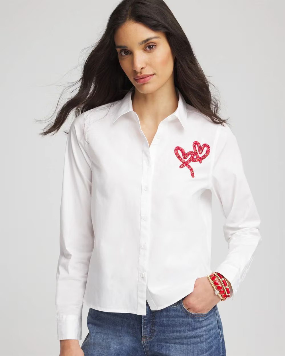Crystal Heart Poplin Shirt | Chico's