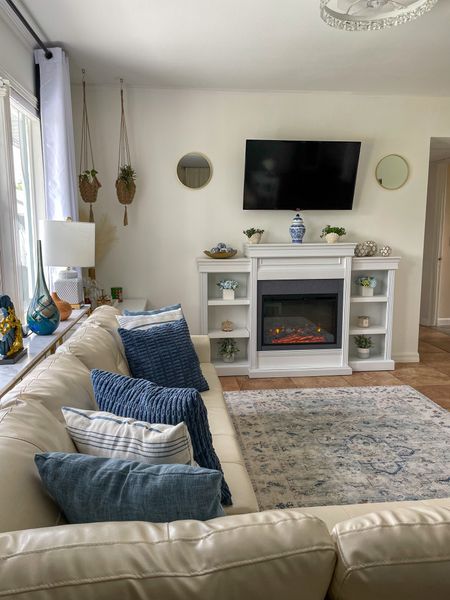 Coastal living room in blue, white and gold. #amazonhome #founditonamazon

#LTKhome