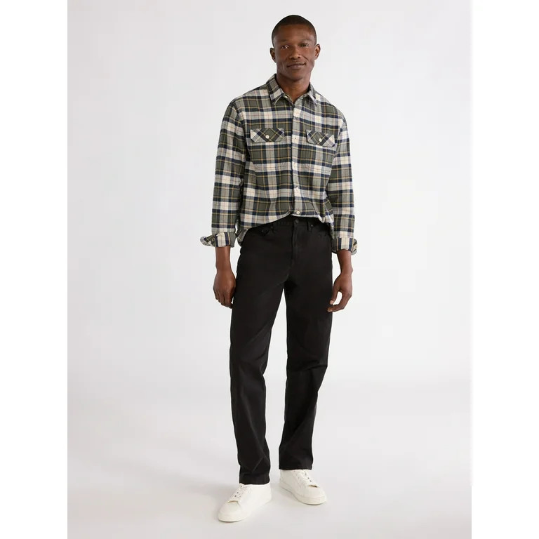 Free Assembly Men’s Double Pocket Cotton Flannel Shirt, Sizes S-3XL - Walmart.com | Walmart (US)
