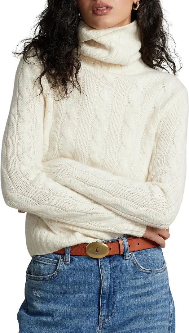 Polo Ralph Lauren Women's Cable Cashmere Turtleneck Sweater | Nordstrom | Nordstrom