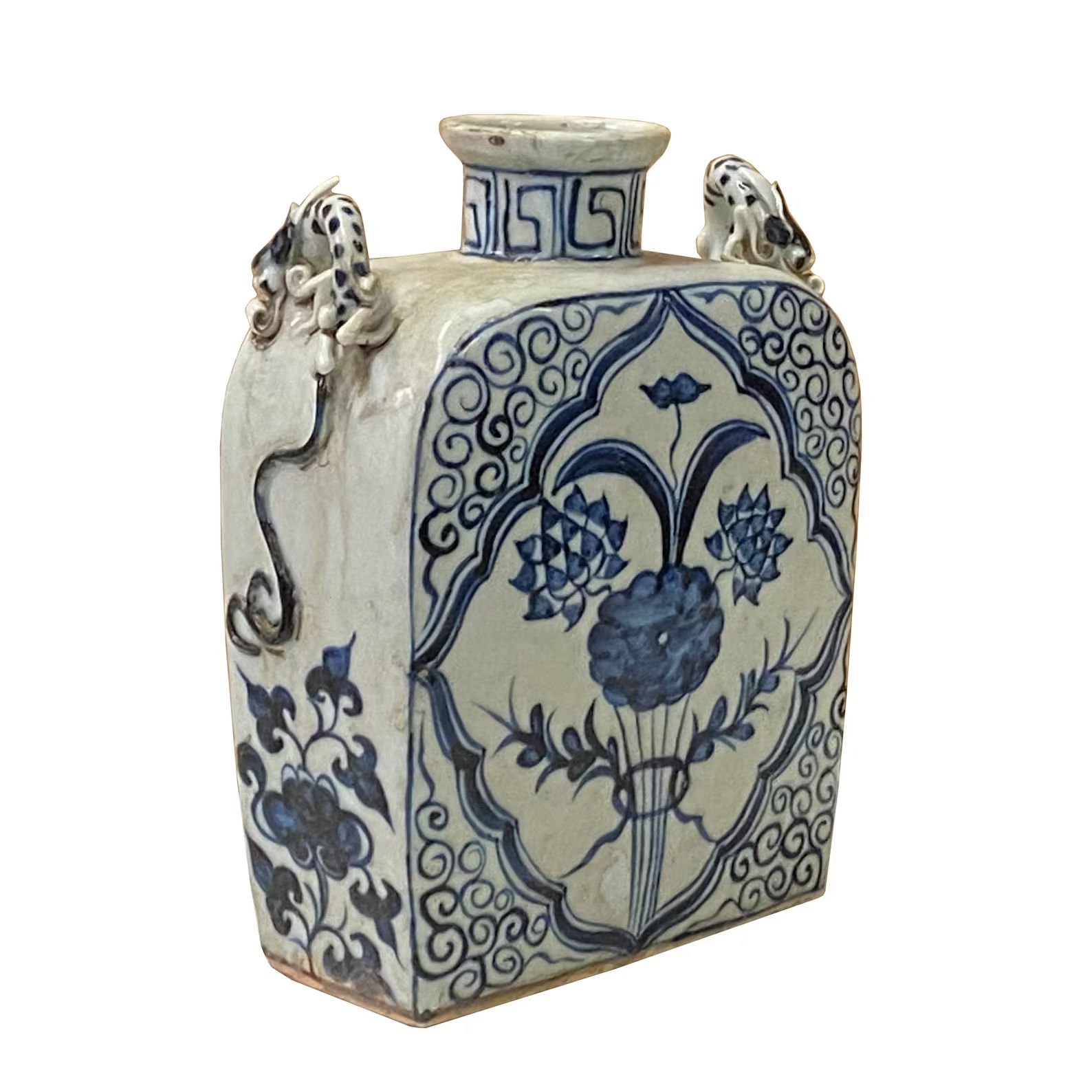 Vintage Chinese Blue White Porcelain Small Square Flat Vase Ws2661e - Etsy | Etsy (US)