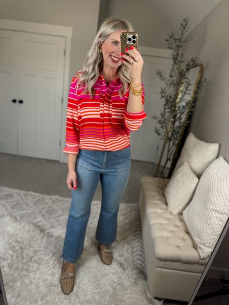 Daily try on, Walmart outfit, Walmart fashion, Walmart try on, striped blouse 

Medium 

#LTKstyletip #LTKfindsunder50 #LTKSeasonal