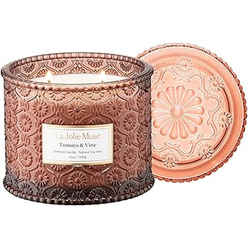 LA JOLIE MUSE Tomato & Vine Candle - Tomato Leaf, Rose, Moss | 12 oz Large 2-Wick Soy Wax Candle ... | Amazon (US)