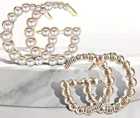 GG Earrings Initial Letter Pearl Earrings Pearl Stud Earrings for Women Fashion Piercing Jewelry ... | Amazon (US)