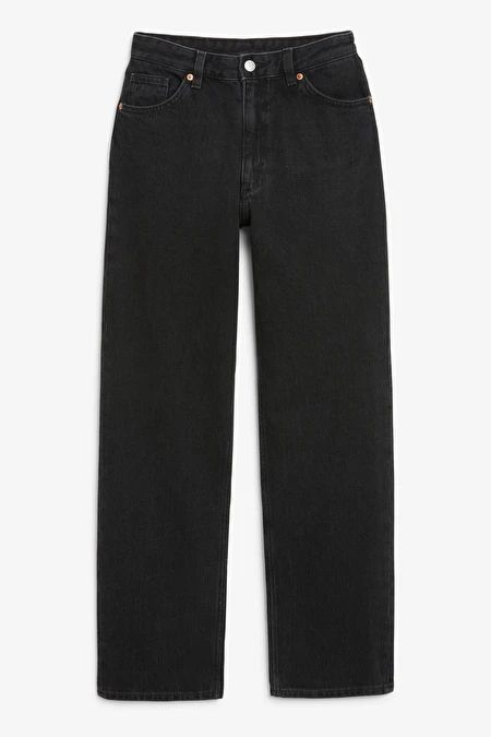 Taiki high waist straight leg black jeans | Monki