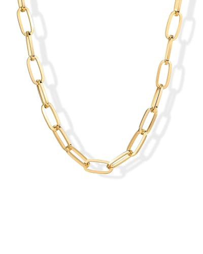 PAVOI 14K Yellow Gold Plated Chunky Paperclip Chain Necklace for Women | Gold Choker Necklace | Amazon (US)