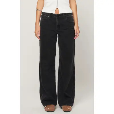 ABRAND '99 Heidi Baggy Straight Leg Jeans in Washed Bla at Nordstrom, Size 30 | Nordstrom