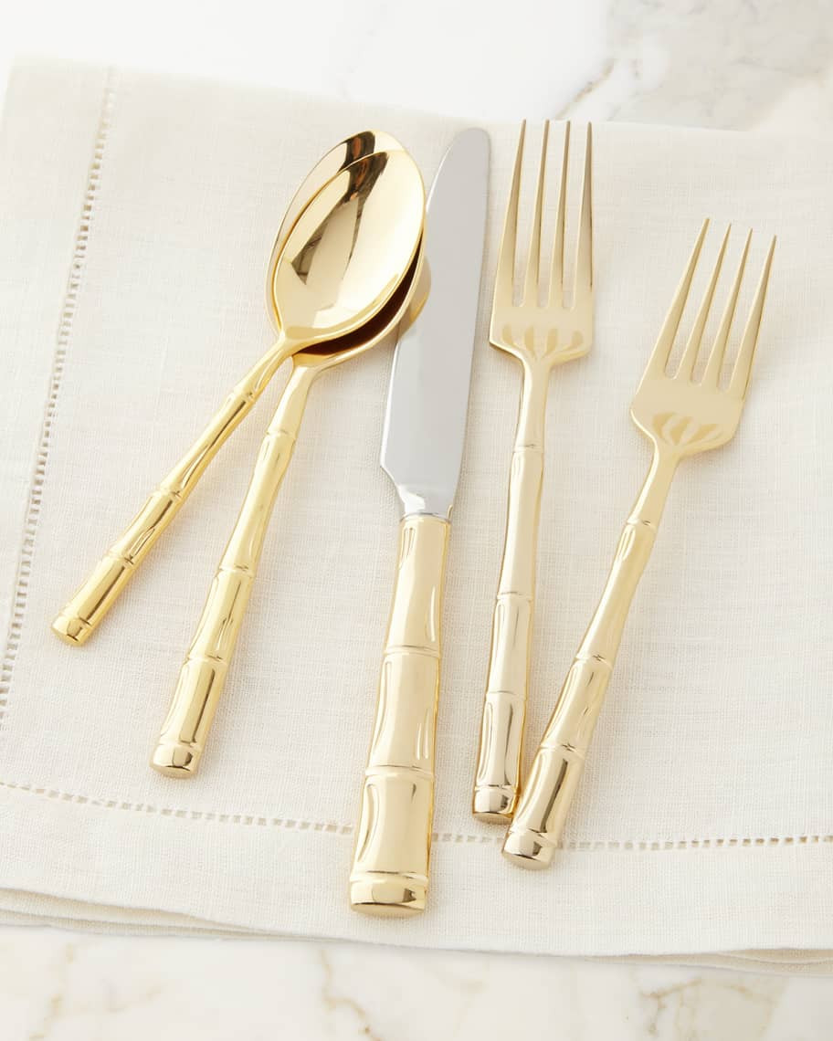 Wallace Silversmiths 20-Piece Gold Bamboo Flatware Service | Horchow