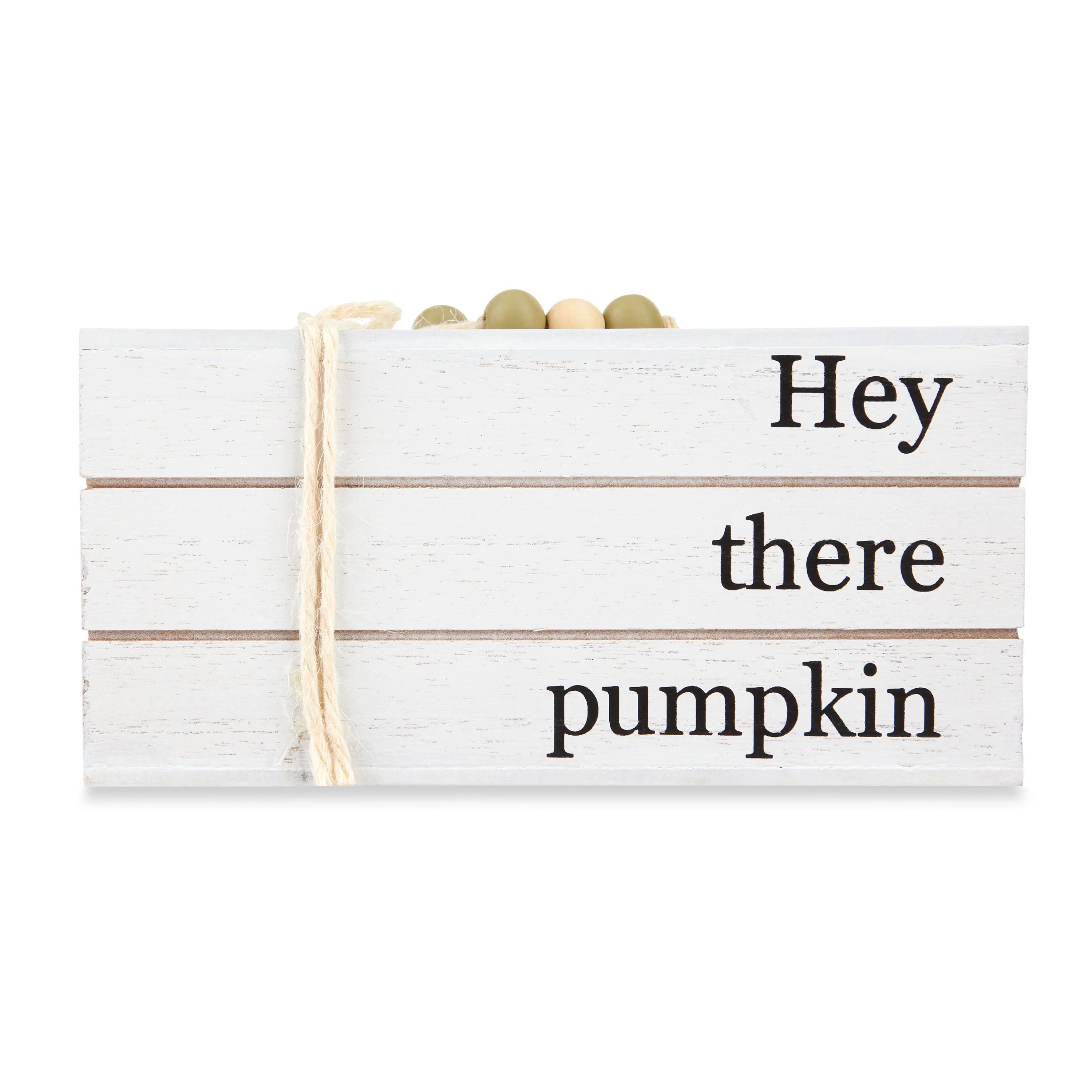 6.1-in Harvest Wooden Book Stack "Hey There Pumpkin" Tabletop Decoration, White, Way to Celebrate... | Walmart (US)