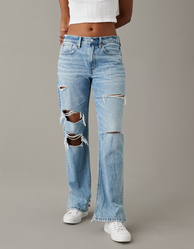 AE Strigid Low-Rise Baggy Straight Jean | American Eagle Outfitters (US & CA)