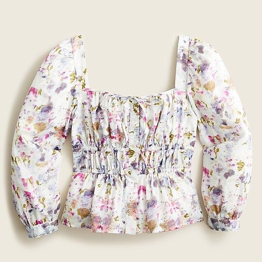 Flora Obscura X J.Crew cinched-waist top in kaleidoscope floral | J.Crew US