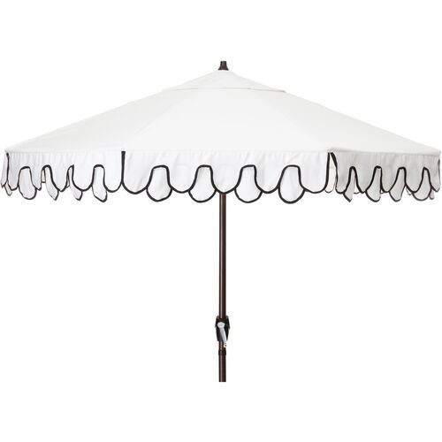 Phoebe Double Scallop Patio Umbrella - Sunbrella - Black | One Kings Lane