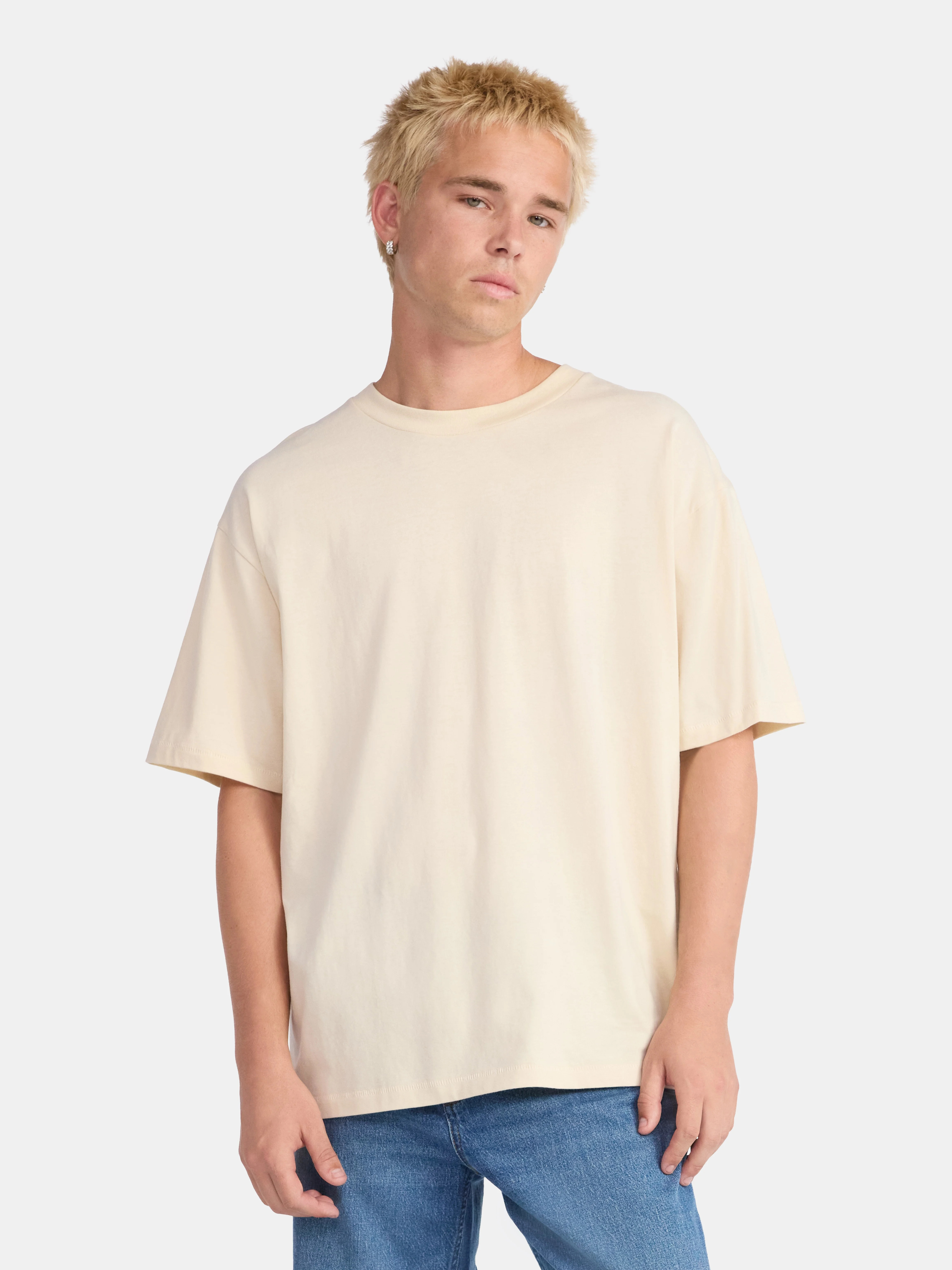 No Boundaries All Gender Cotton Oversize Tee with Short Sleeves, Men's and Big Men's | Walmart (US)
