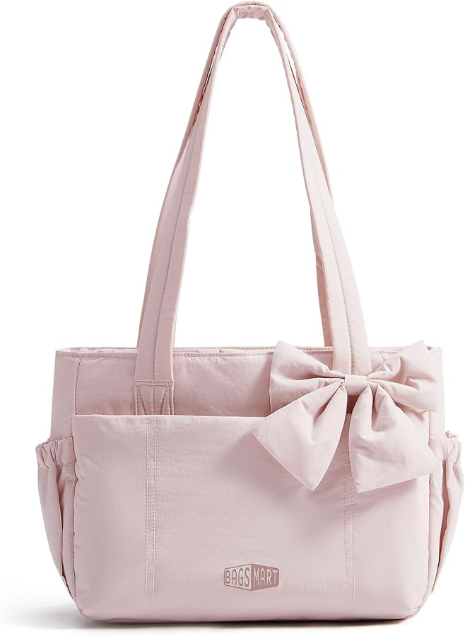 BAGSMART Crush Bow Tote Bag for Women, Puffer Travel Work Yoga Laptop Bag | Amazon (US)
