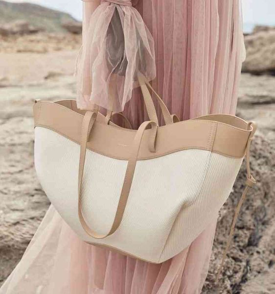 Totes French Polene Canvas Evening Bag Women's Cyme Leather Portable Large Capacity Shopping Tote... | DHGate